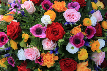 Fototapeta na wymiar Bright colored bridal flowers