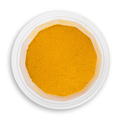 Heap ground turmeric isolated on white background