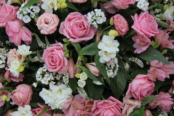 Pink and white bridal arrangement