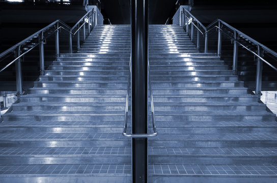Modern stairway in the dark