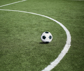 Football pitch with the ball, sports background