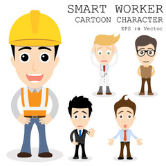 Smart worker cartoon character eps 10 vector illustration