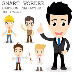 Smart worker cartoon character eps 10 vector illustration