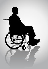 Fototapeta premium Silhouette illustration of a person on a wheelchair