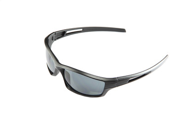 closeup black sunglasses isolated.