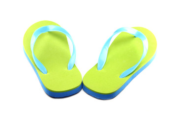 Green light slippers isolated.