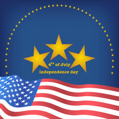 Golden star place above flag of USA on Blue background