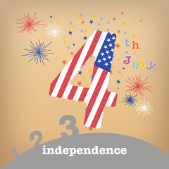 Flag of USA on number four