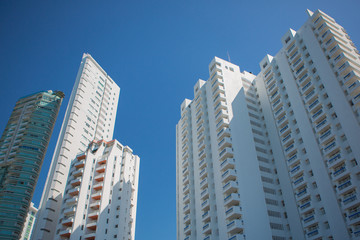 Fototapeta na wymiar Tall apartment buildings in Bocagrande, Cartagena