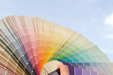 color palette samples on blue sky background