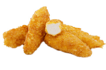 stripsy  chicken on white background