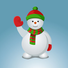 Cute snowman cartoon character.