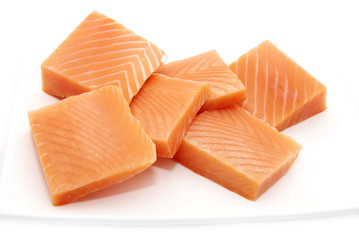 salmon dish with meat on a white background