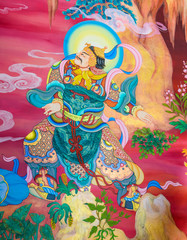 Traditional Chinese mural on temple wall