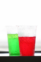 red and green of sweetened beverages.