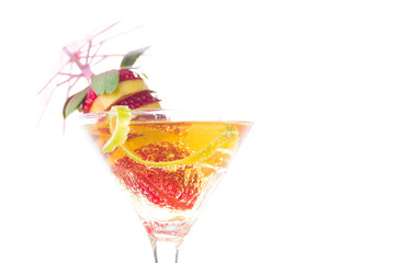 Strawberry cocktail and whiskey liqueur glass