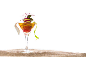Fresh cocktail on the sand