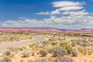 Gravel Road in a Desert Landscape