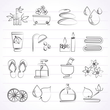 Spa and relax objects icons - vector icon set