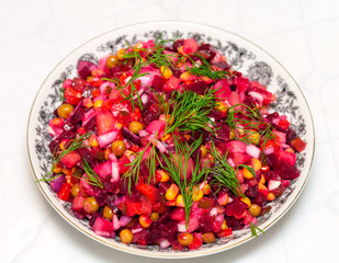 Beetroot salad in a plate