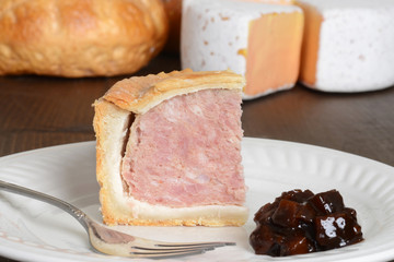 macro slice of pork pie