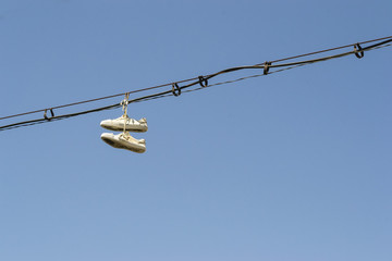 Sport shoes in the air