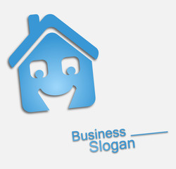 logo immobilier bleu drôle