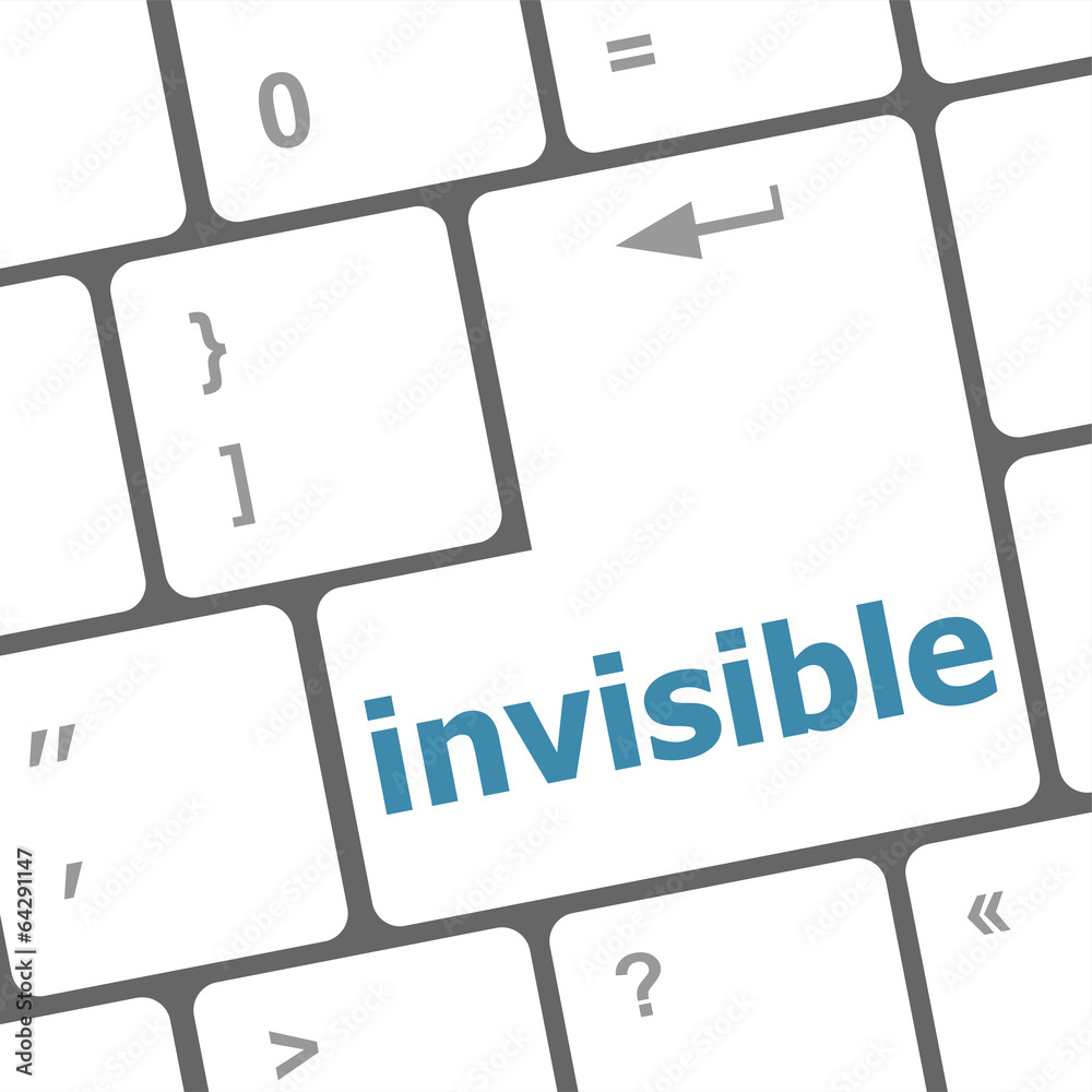 Poster computer keyboard with word invisible