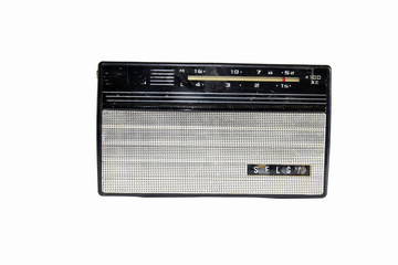 Old radio Selga isolated on white background
