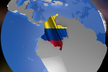 Colombia Country Map on Continent 3D Illustration