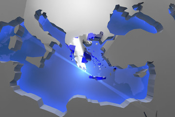 Greece Country Map on Continent 3D Illustration