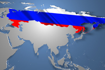 Russia Country Map on Continent 3D Illustration