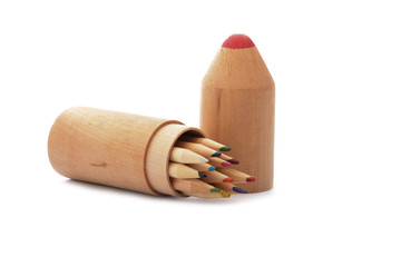 Colour pencils isolated on white background