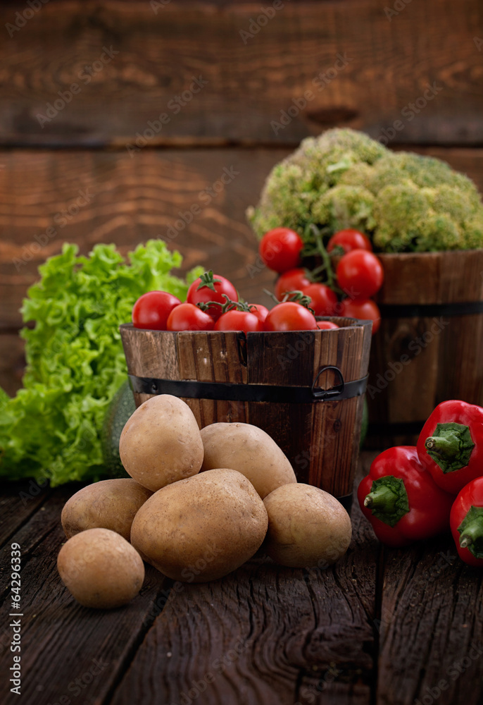 Wall mural fresh organic vegetables