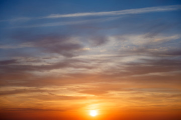 Fototapeta na wymiar Orange colors sunset sky