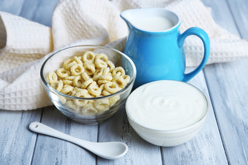 Homemade yogurt and delicious  cereals in bowl