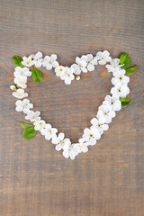 Beautiful cherry blossom on wooden background