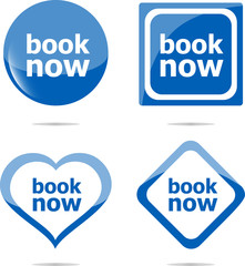 stickers label set business tag with book now word