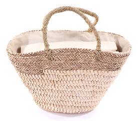 Wicker bag isolated on white