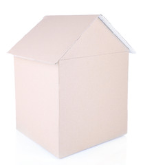 Cardboard house isolated on white