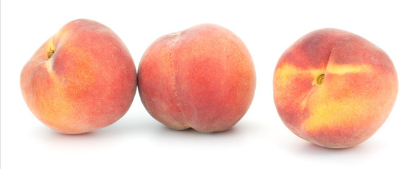 Ripe peach fruit isolated on white background