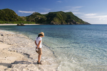 Woman on Tokashiki Island Beach