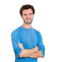 Fototapeta premium Confident young handsome man on white background 