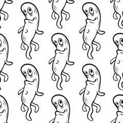 Seamless pattern with little cartoon monsters