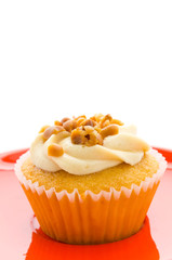 Nuts cupcake isolated on white background