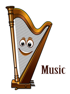 Happy harp in a music concept