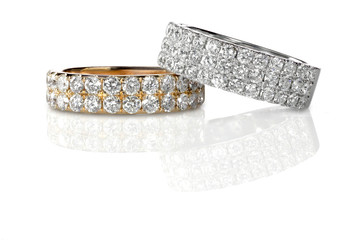 Cluster stack of diamond wedding engagment rings