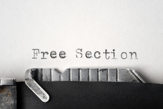 "Free Section" written on an old typewriter