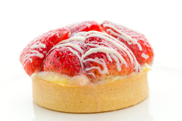Strawberry tart isolated on white