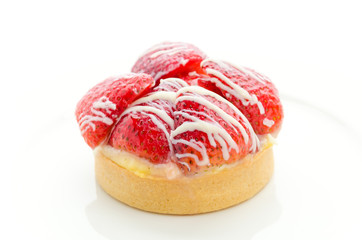 Strawberry tart isolated on white
